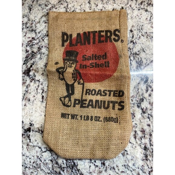 Vintage Planters Salted In-Shel’ Burlap Sack Mr. Peanut Advertising Empty - Picture 2 of 5